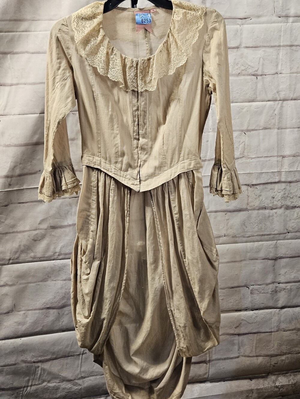 Candela NYC 2004 Vintage-Inspired Lace Collar Cream 100% Cotton Dress
